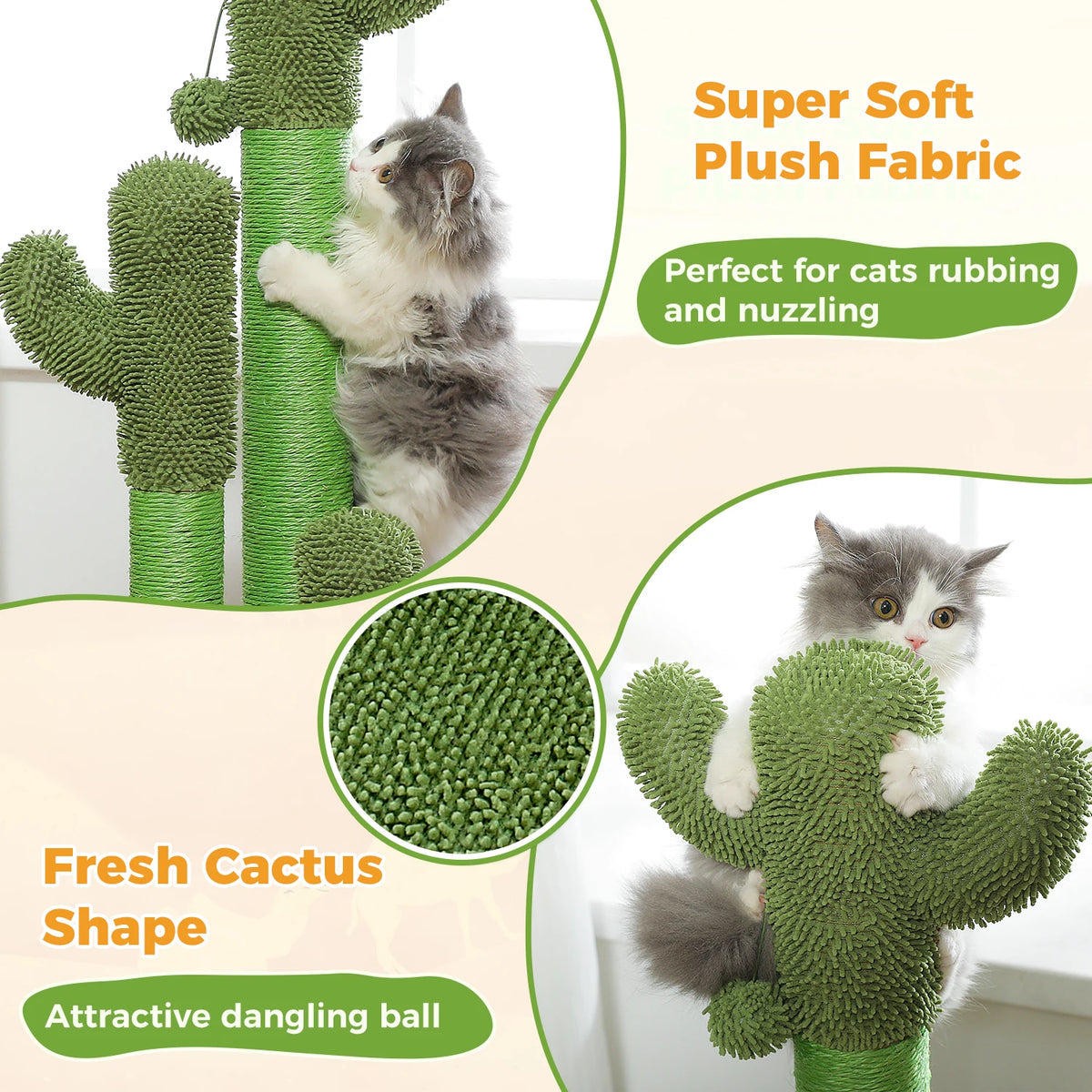PAWZ Road Cactus Sisal Cat Scratching Post With Interactive Toy