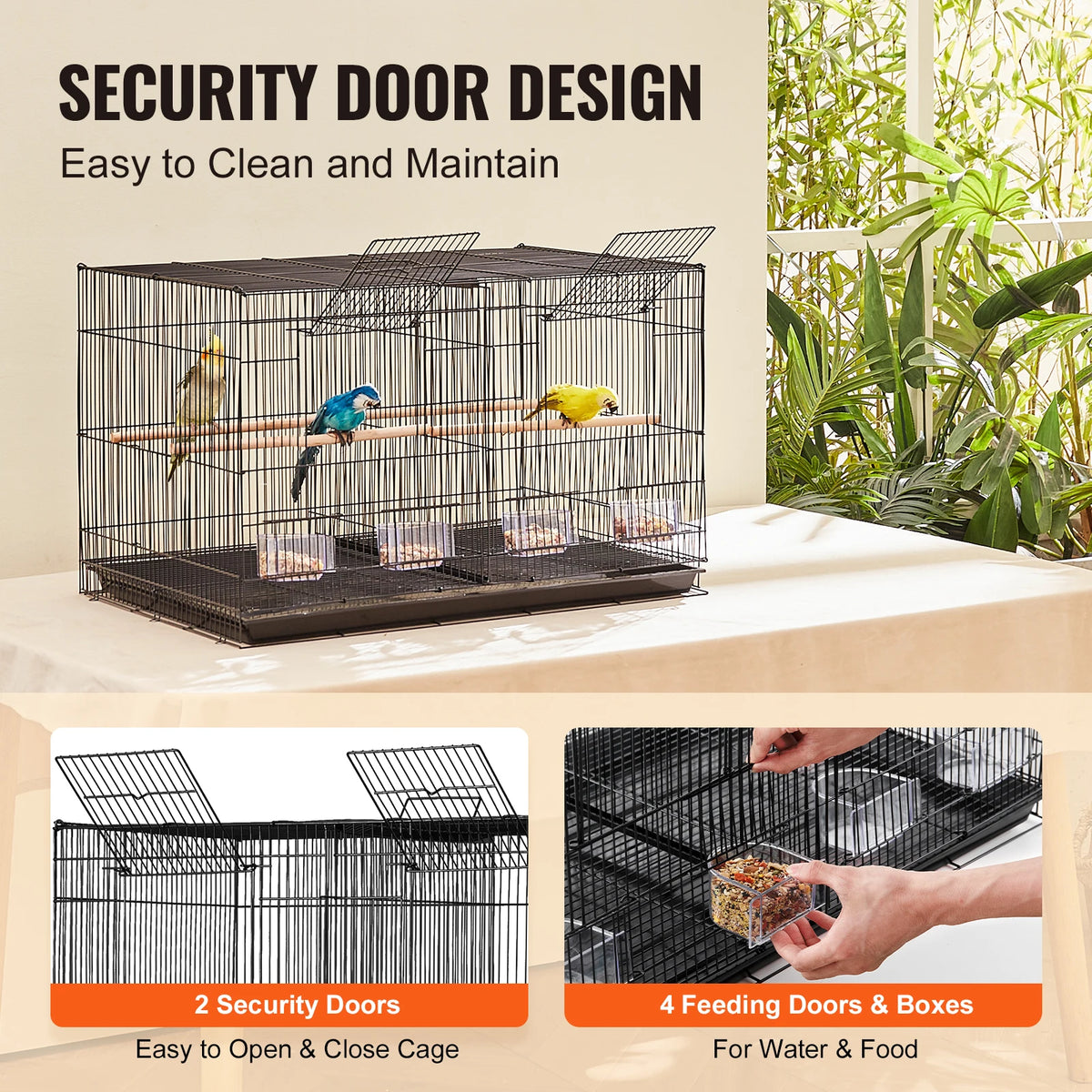 SucceBuy Stackable Divided Bird Cage With Travel Handle for Small Birds