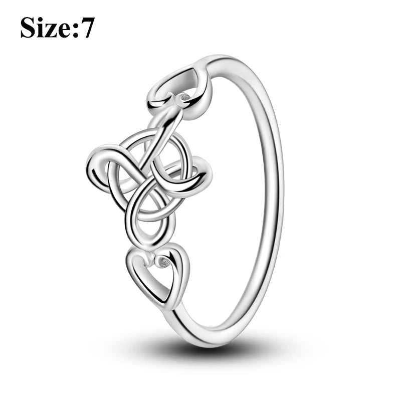 MULA Sterling Silver Evil Eye Clover Celtic Knot Wedding Band Ring