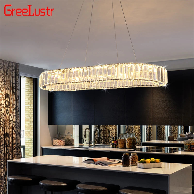 GreeLustr K9 Crystal Oval Ring LED Chandelier Pendant Light
