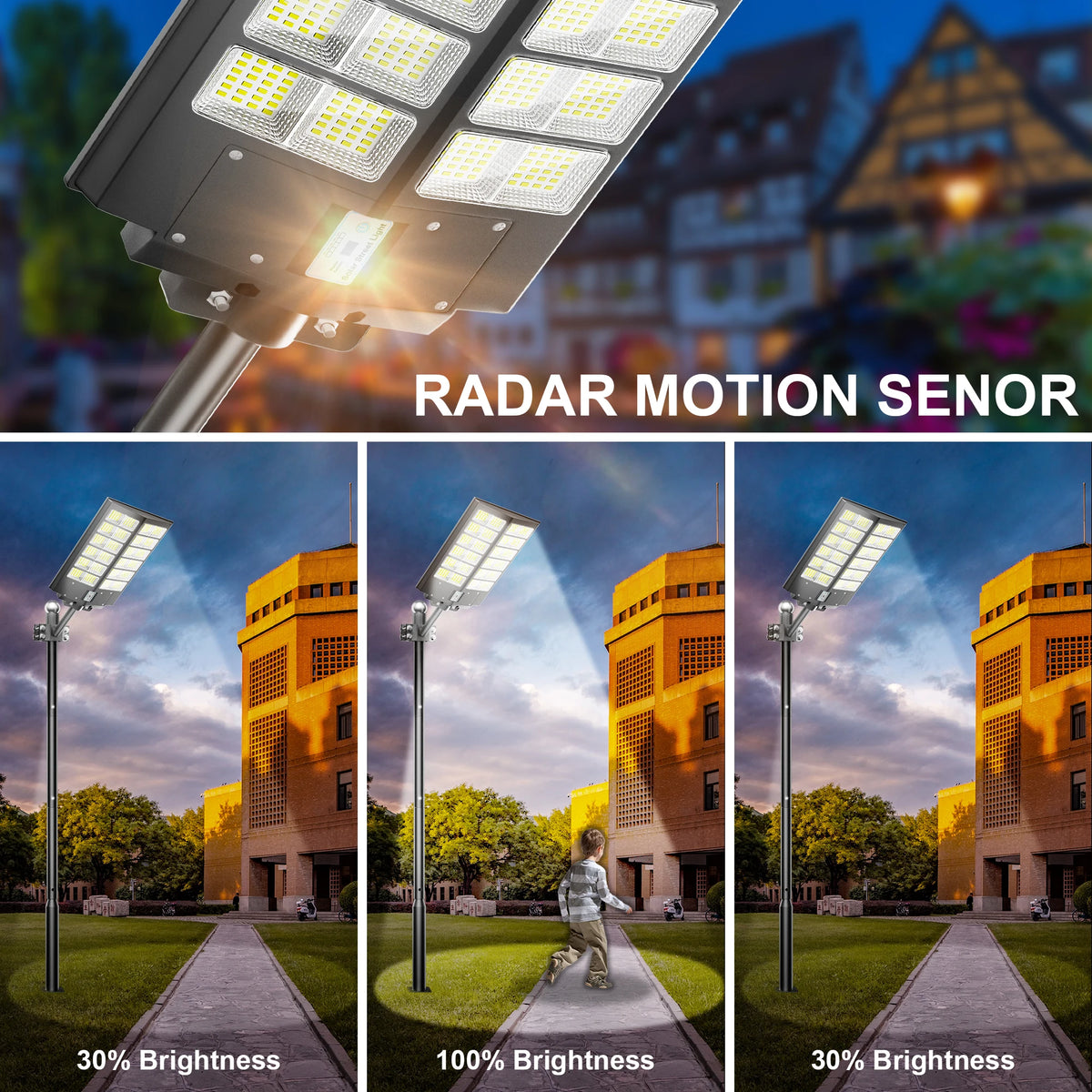 Commercial Solar LED Flood Light With Motion Sensor Remote Control