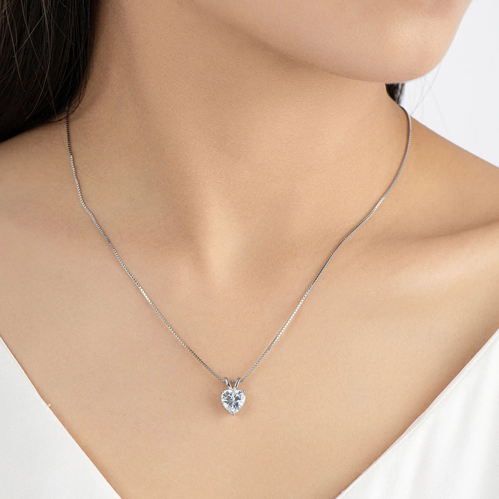 CBTB Sterling Silver Moissanite Cross Heart Pendant Necklace for Women
