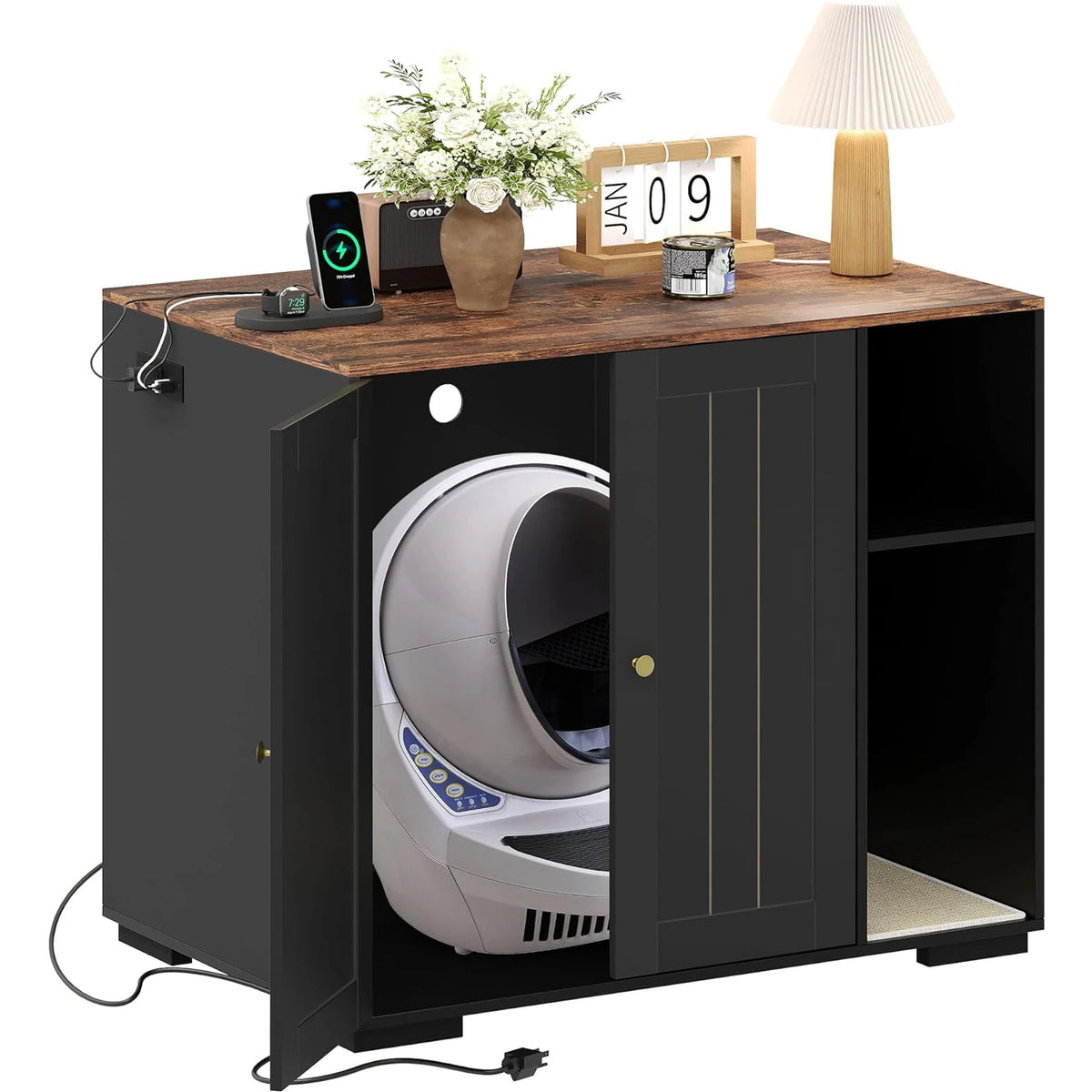 HiMISS Dog Proof Cat Litter Robot Enclosure With Shelf