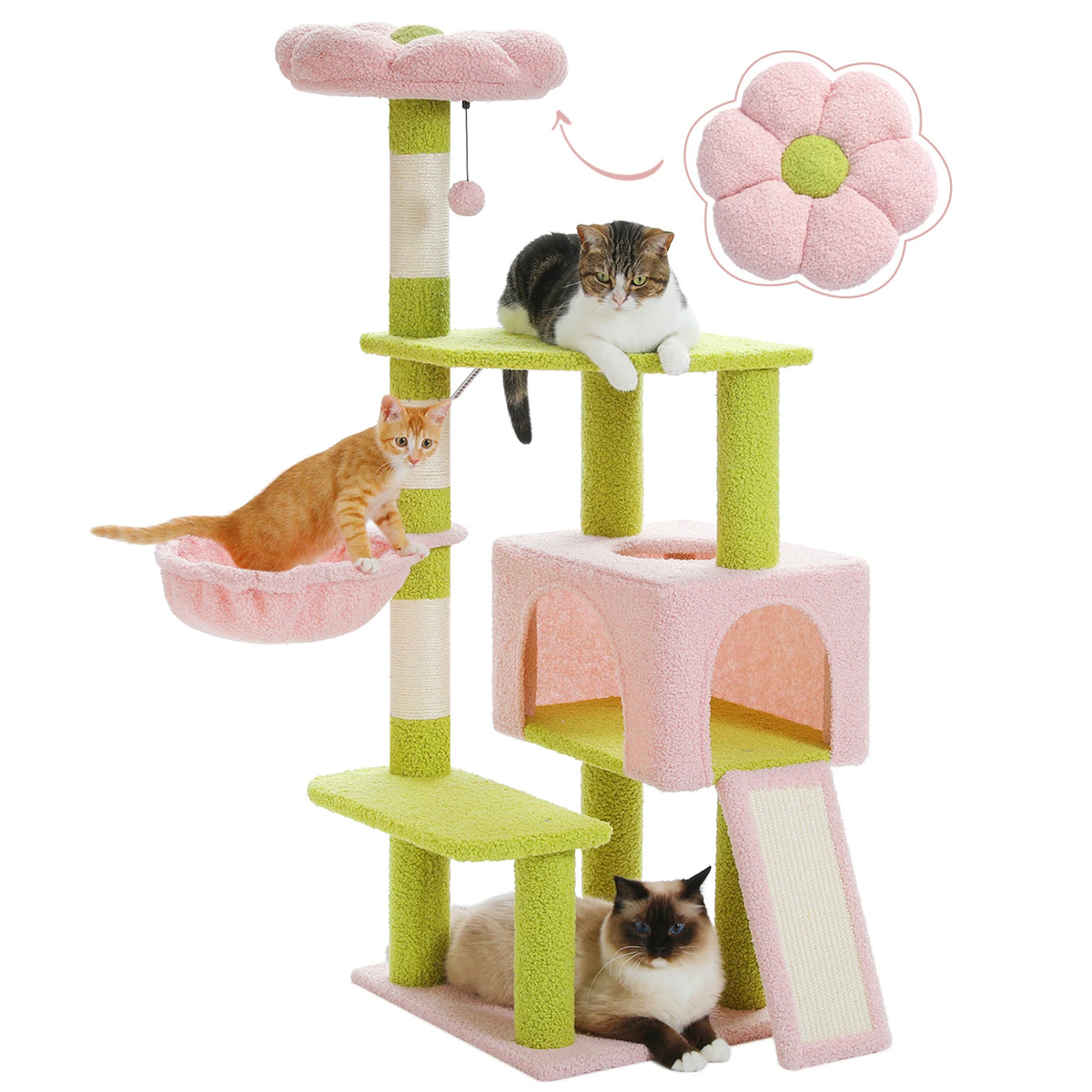 PAWZ Road Flower Cat Tree Featuring Sisal Posts And Perch