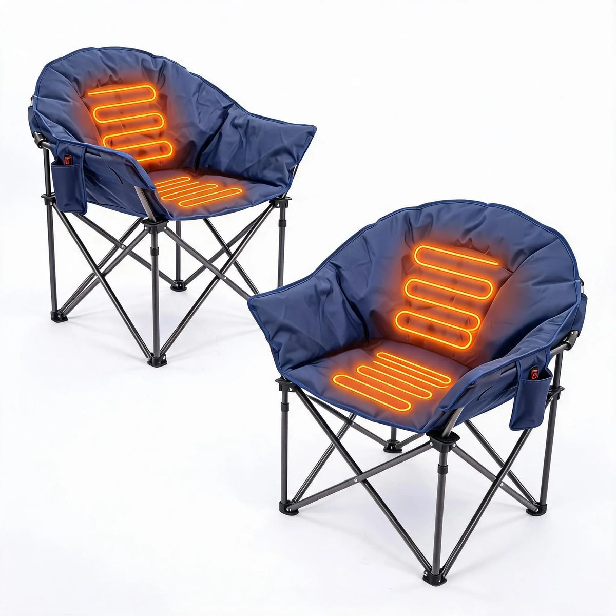 HiMISS Heated Folding Camping Chair With Cup Holder And Pockets