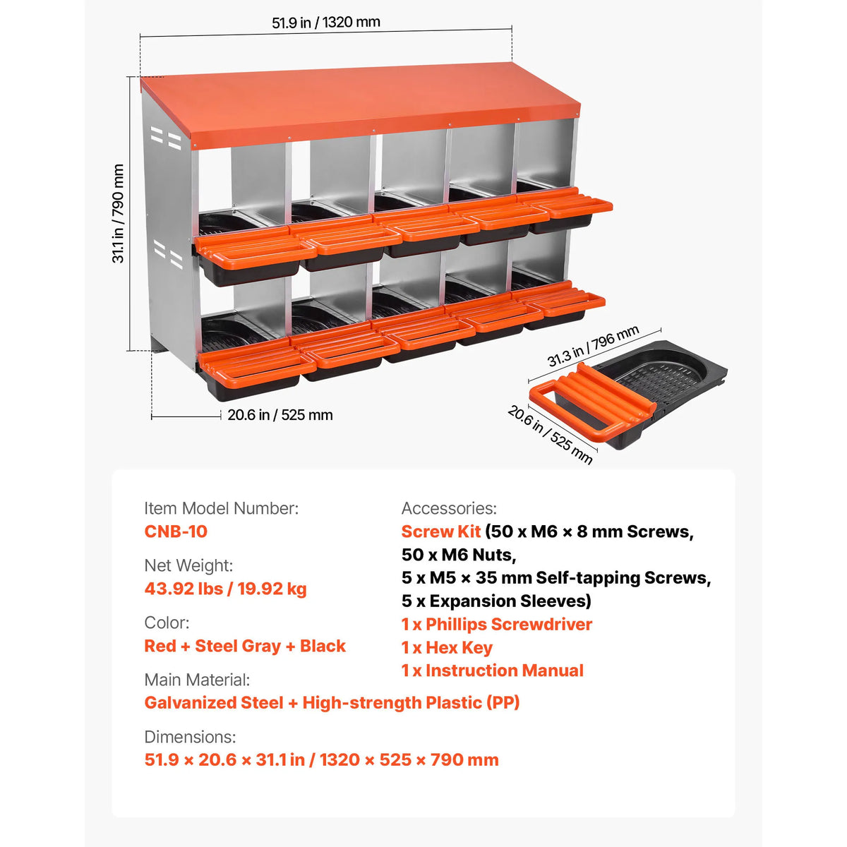 SucceBuy Galvanized Chicken Nesting Box With Roll Out Tray