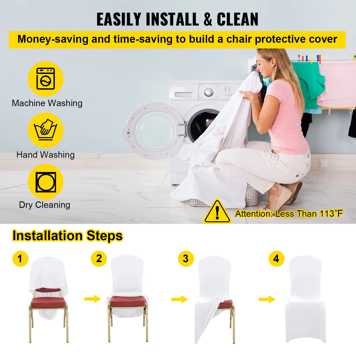 SucceBuy Stretch Spandex Chair Covers for Weddings Banquets and Restaurants