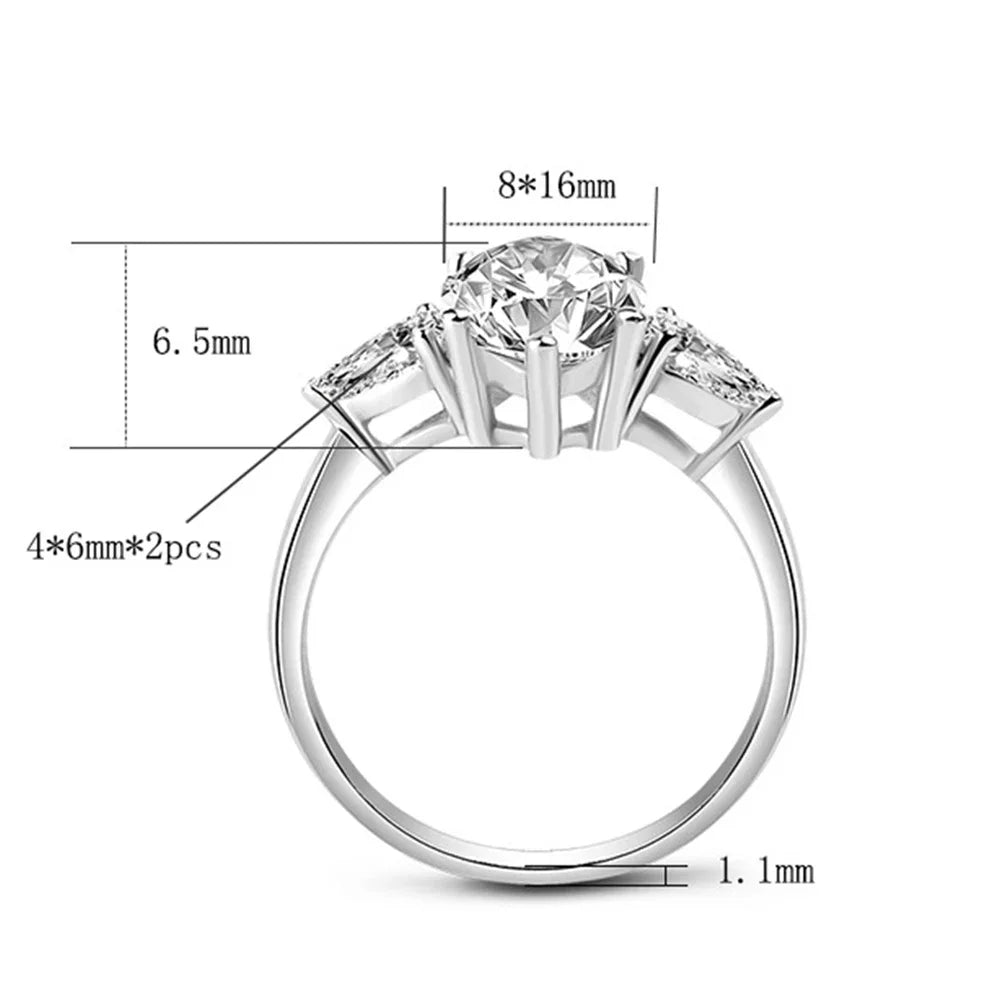 CBTB Sterling Silver Moissanite Engagement Ring Fine Jewelry Collection