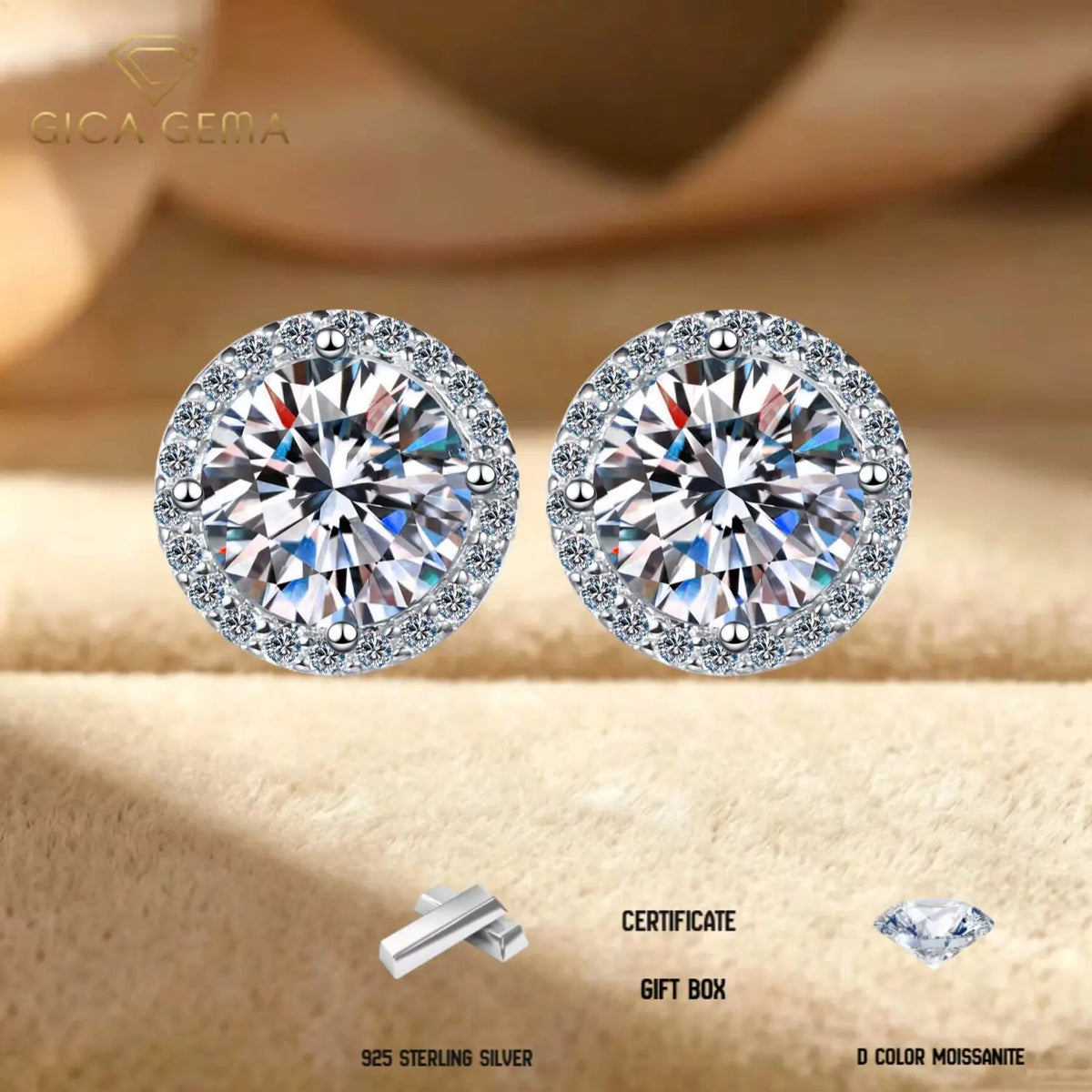 Moissanite Sterling Silver Stud Earrings for Women For Women