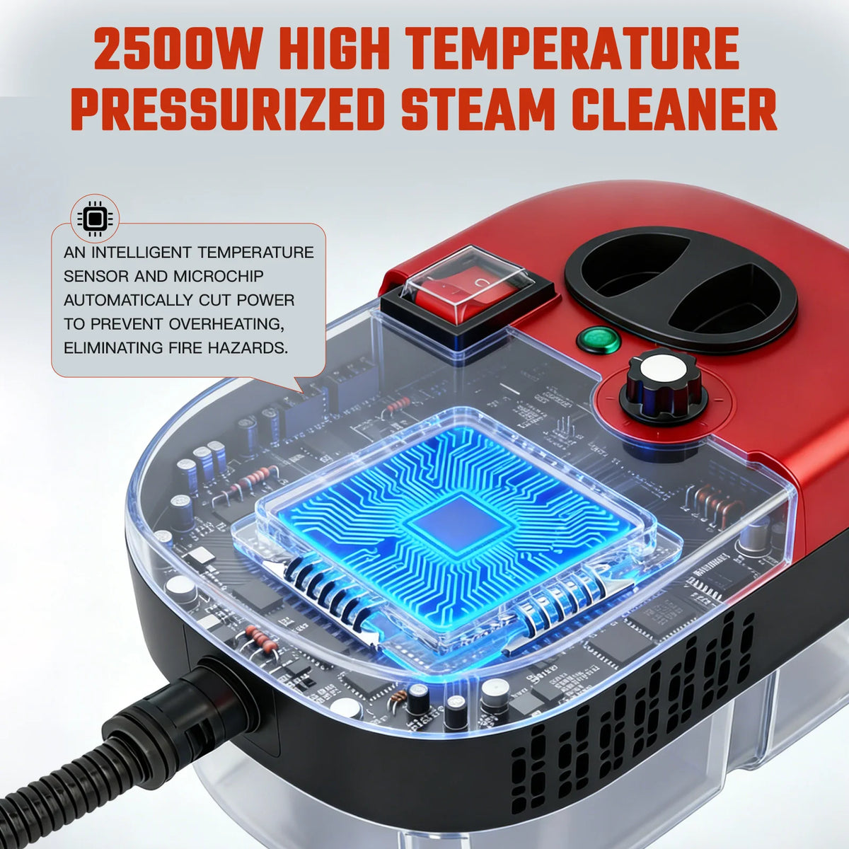 Portable 2500W Steam Cleaner With Multiple Accessories