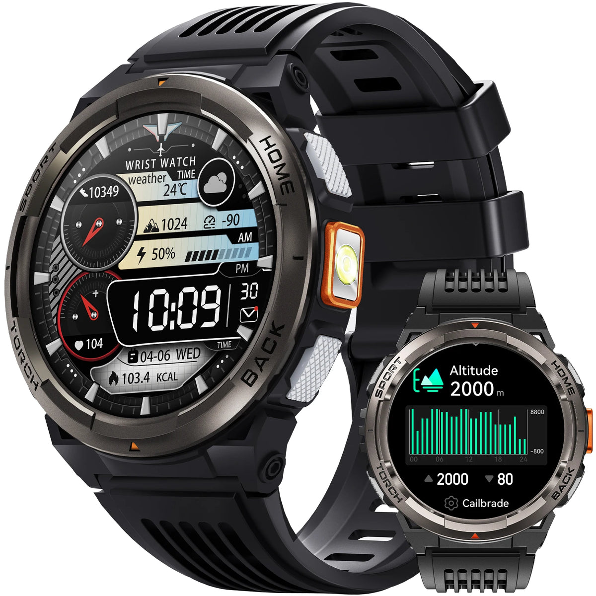 EIGIIS Smart Sports Watch With Compass Altimeter And LED Flashlight