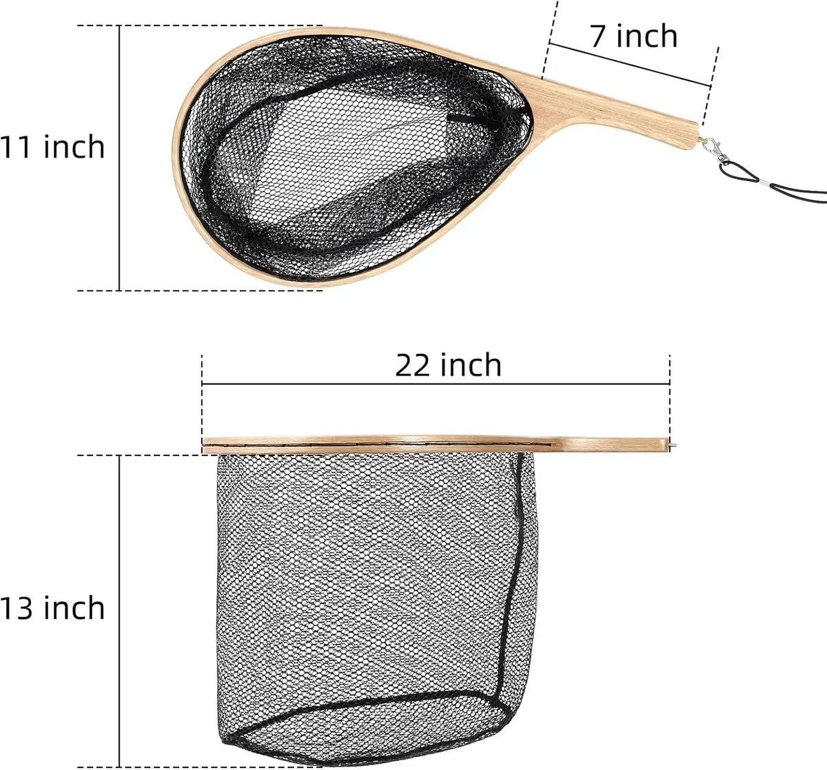 Lightweight Handheld Wooden Fishing Net For Trout And Bass