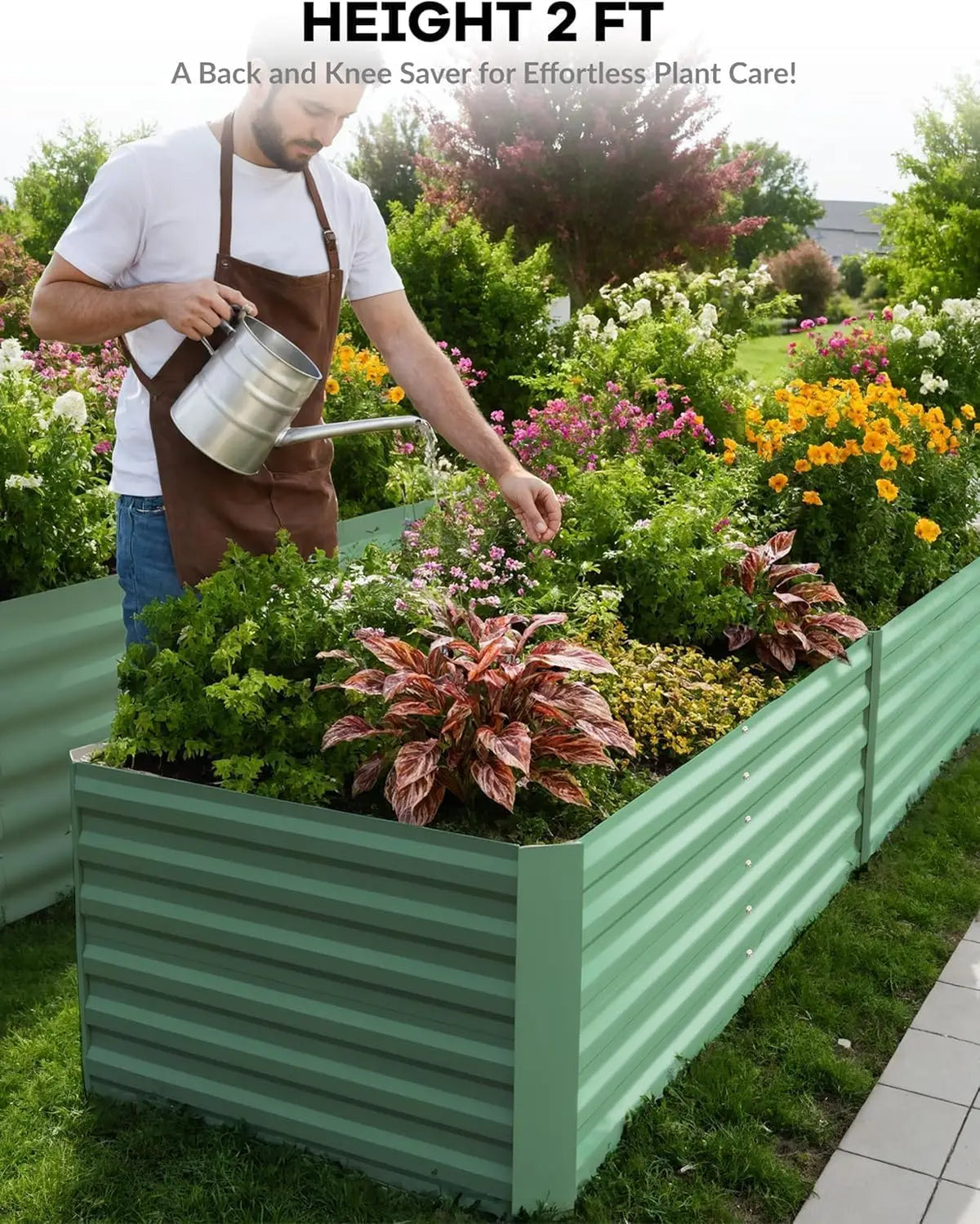Himiss Heavy Duty Galvanized Metal Raised Garden Bed