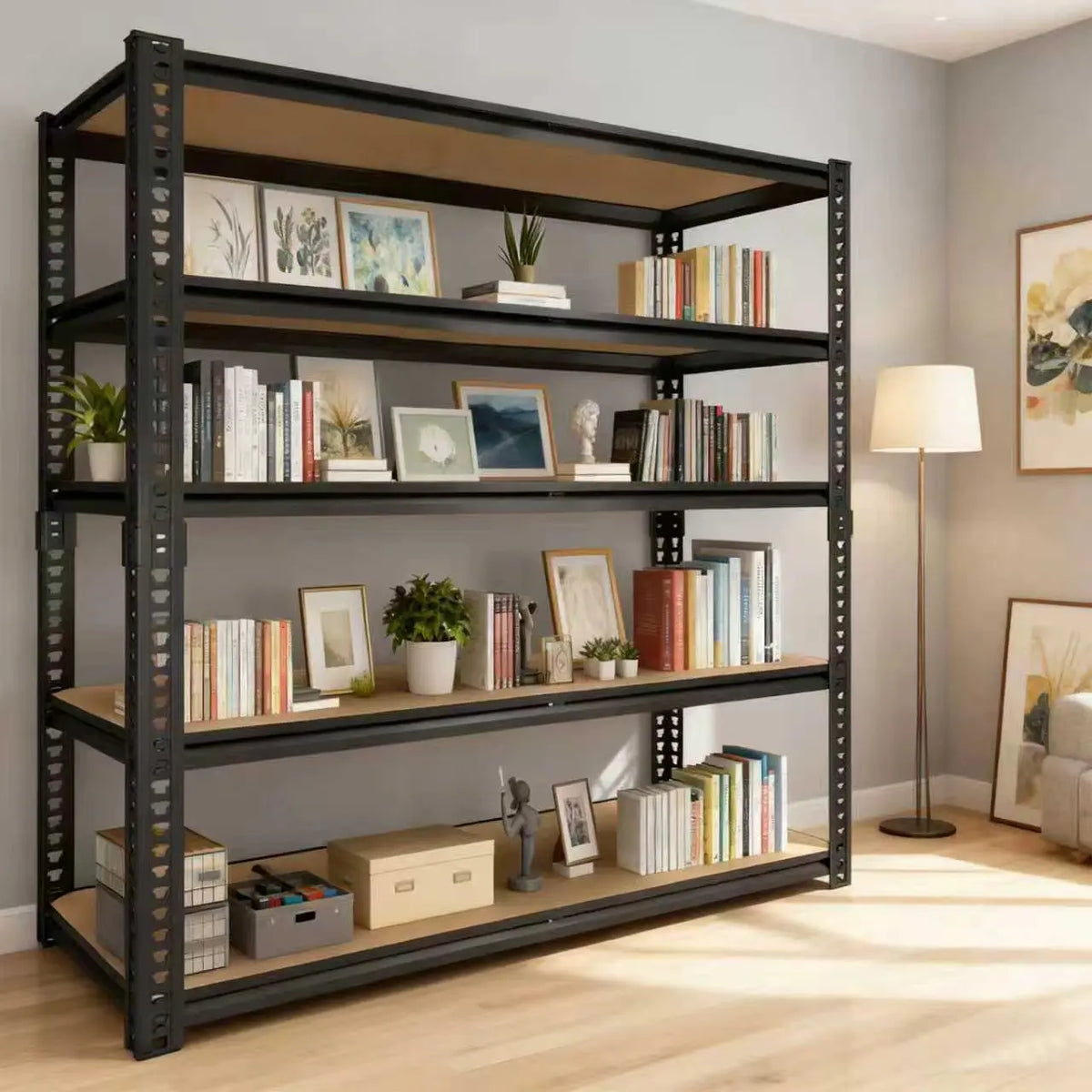 Sarenzoon Heavy Duty Steel Garage Shelving Rack With Adjustable Height