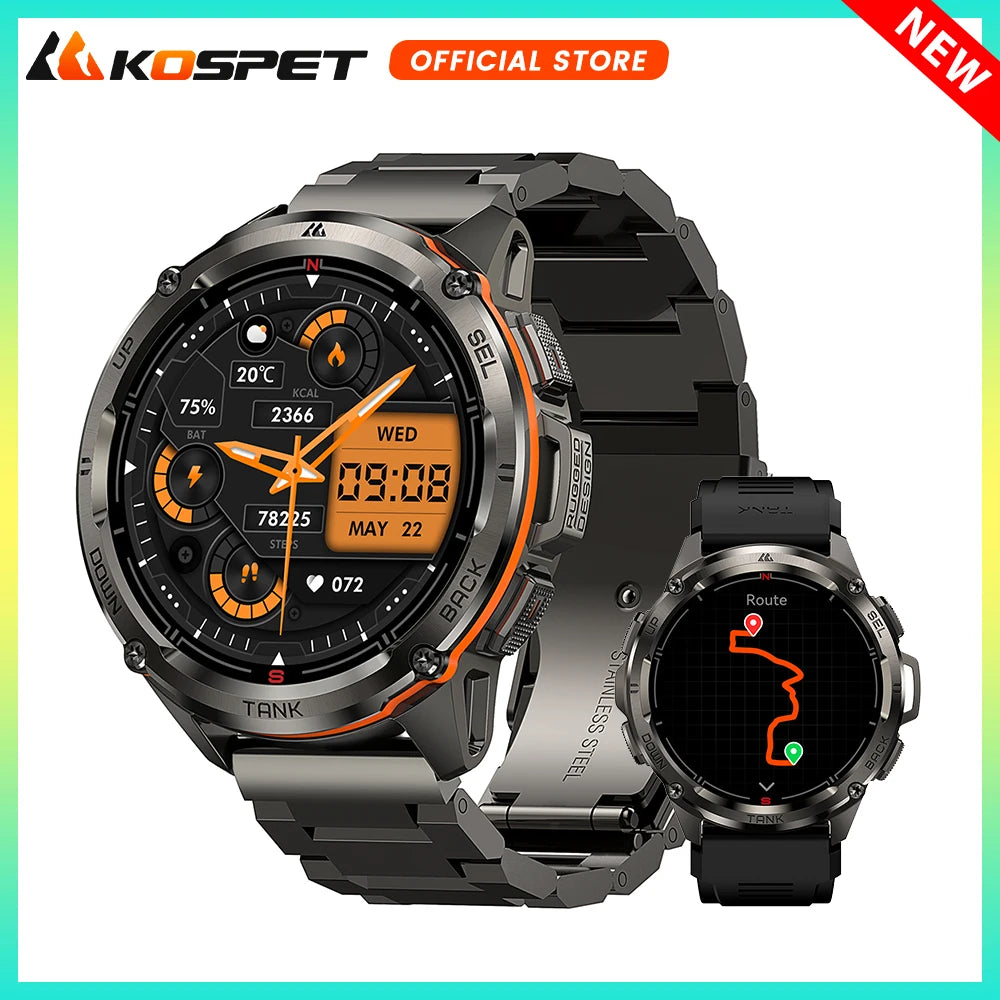 KOSPET TANK T3 Ultra GPS Rugged AMOLED Fitness Smart Watch