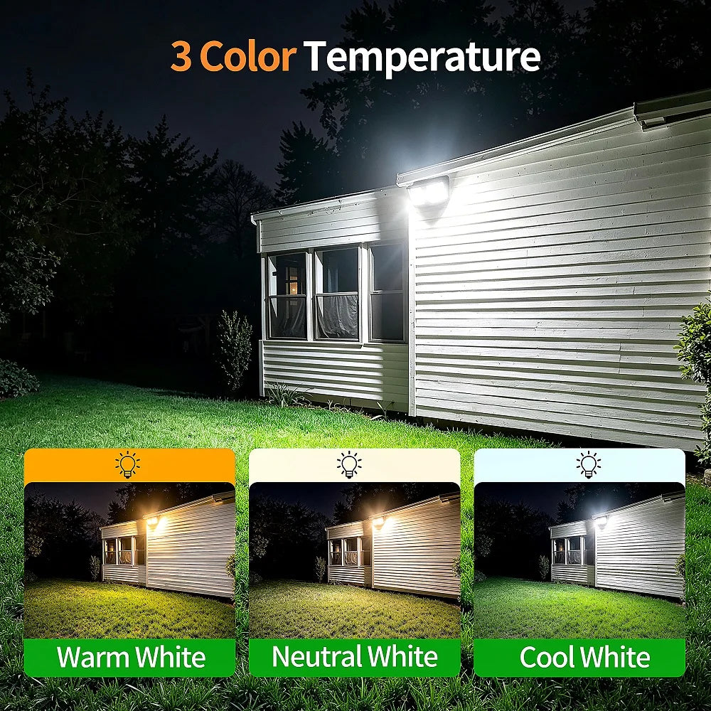 Intelamp Solar Outdoor Floodlight With Radar Detection And Battery Power