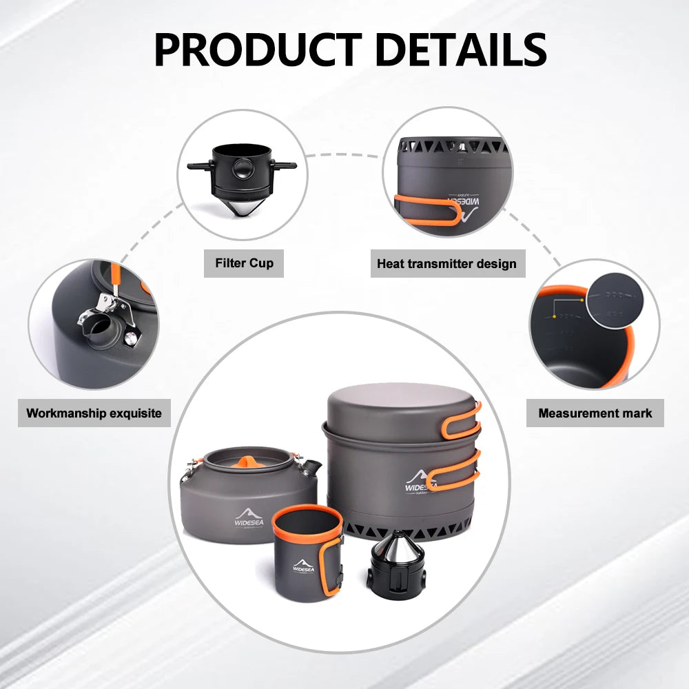 Widesea Outdoor Camping Cookware Set Kettle Pots