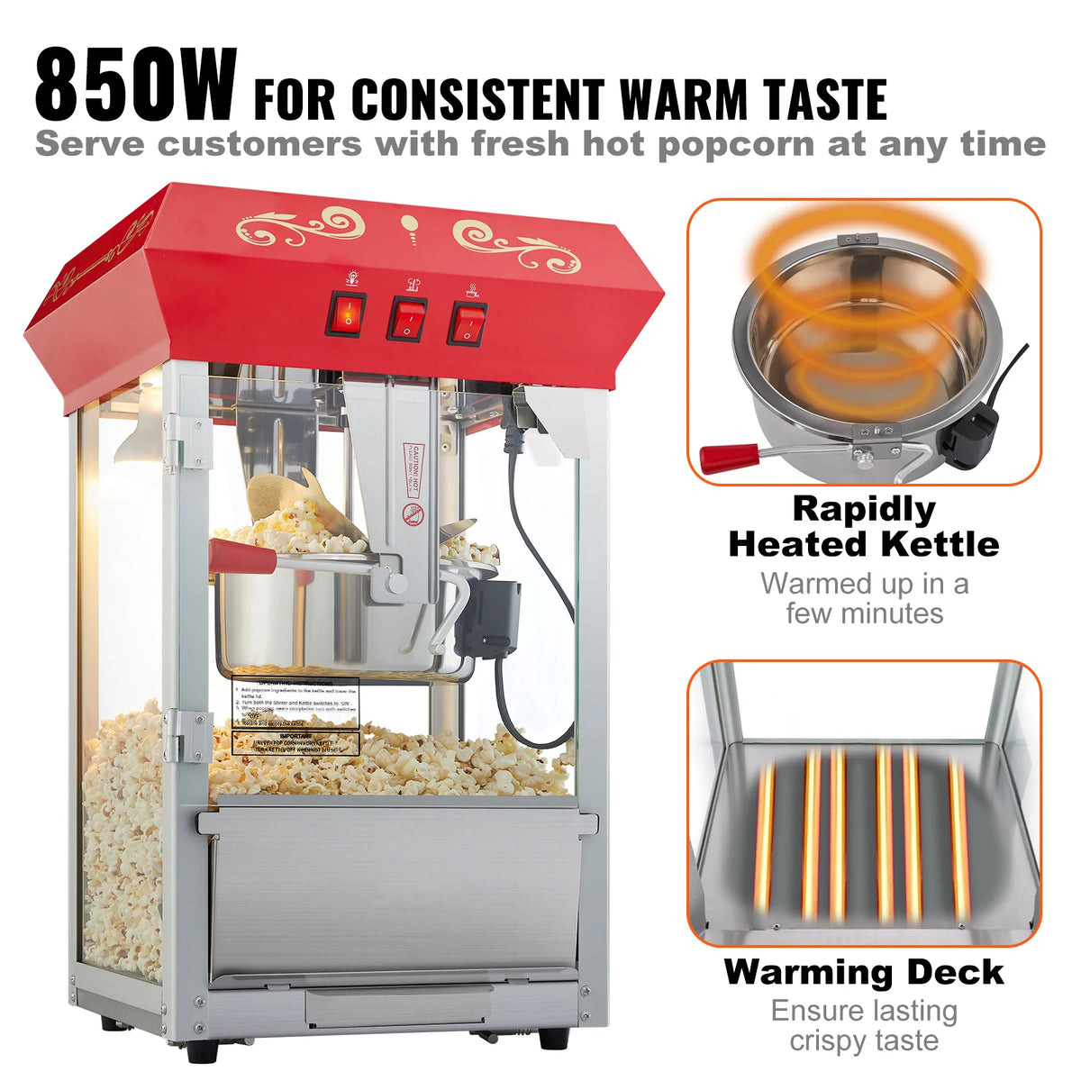 SucceBuy Commercial Electric Popcorn Maker With Stainless Steel Kettle