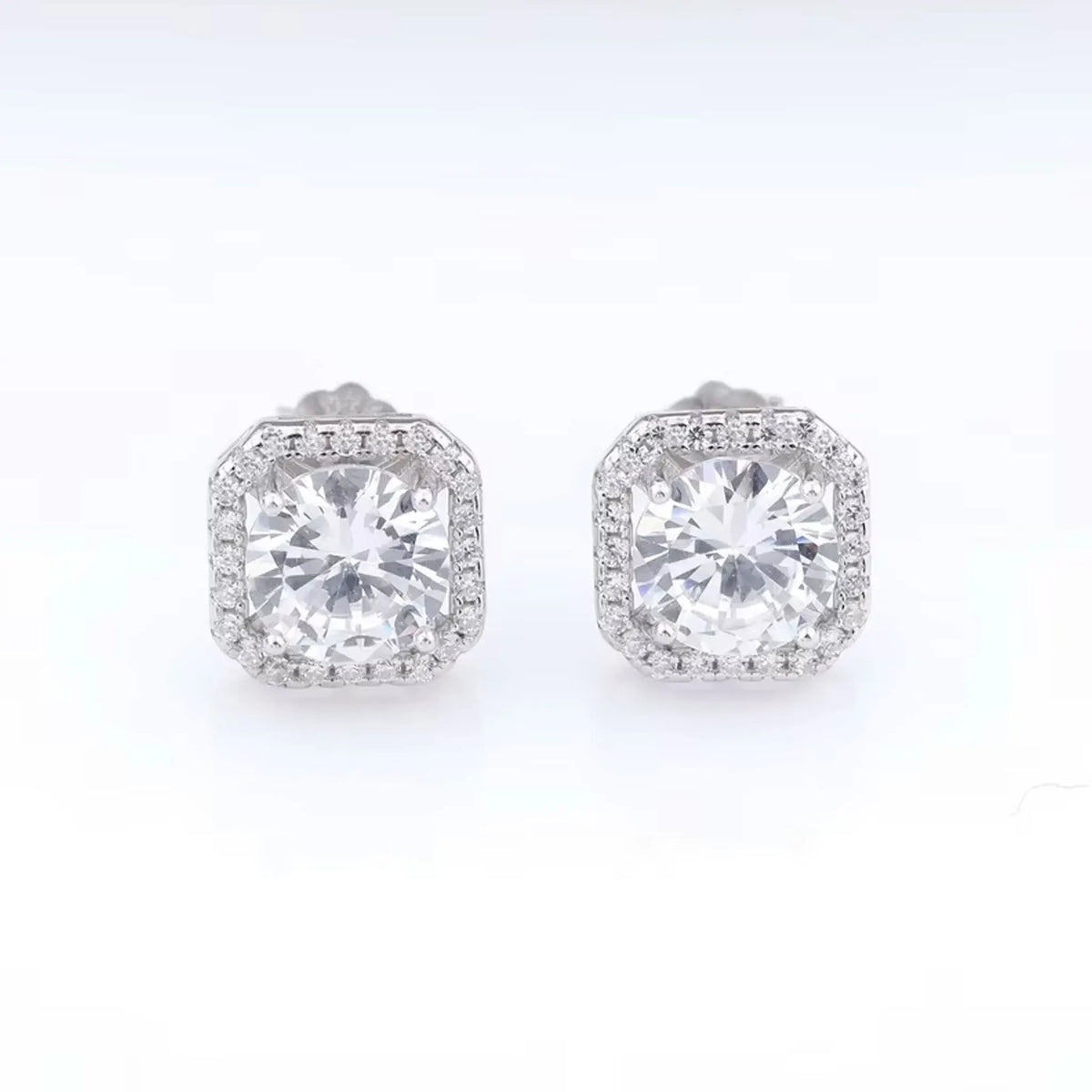 Lyee Cyee Moissanite Square Stud Earrings Sterling Silver Jewelry