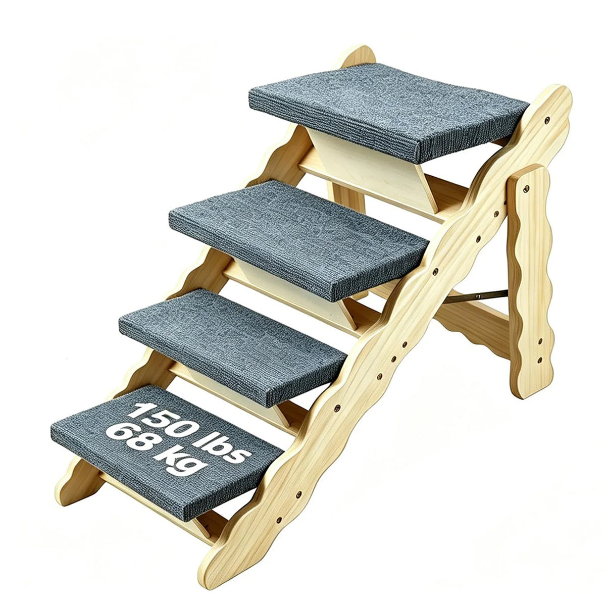 HiMISS 2-in-1 Wooden Pet Stairs and Folding Dog Ramp