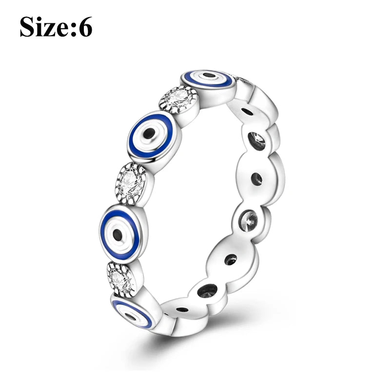 MULA Sterling Silver Evil Eye Clover Celtic Knot Wedding Band Ring