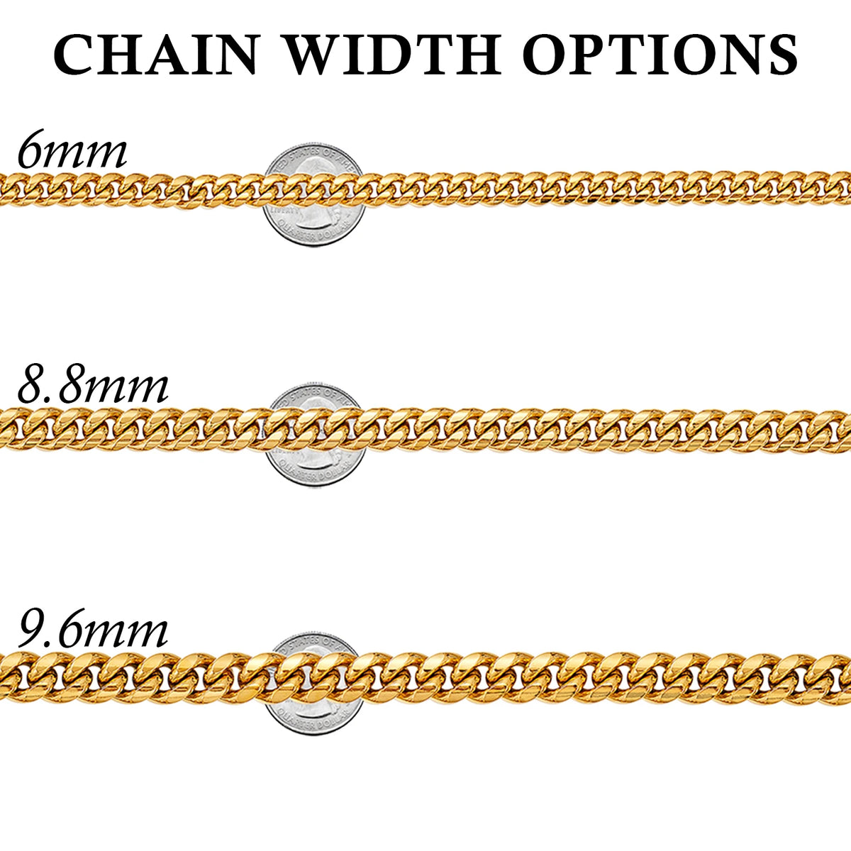 Stainless Steel Cuban Link Chain Necklace For Men Hip Hop