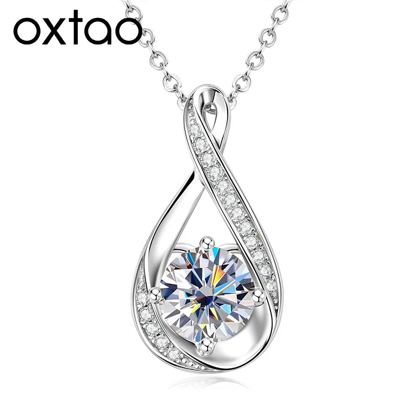 Oxtao Infinity Moissanite Pendant Necklace 14K Gold Filled Classic Gift
