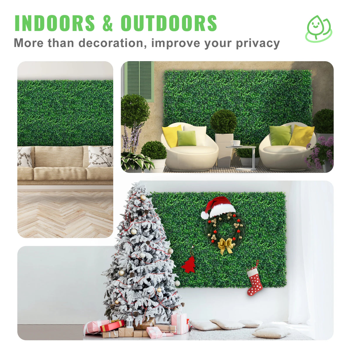 SucceBuy Artificial Boxwood Panels For Outdoor Wall Decor