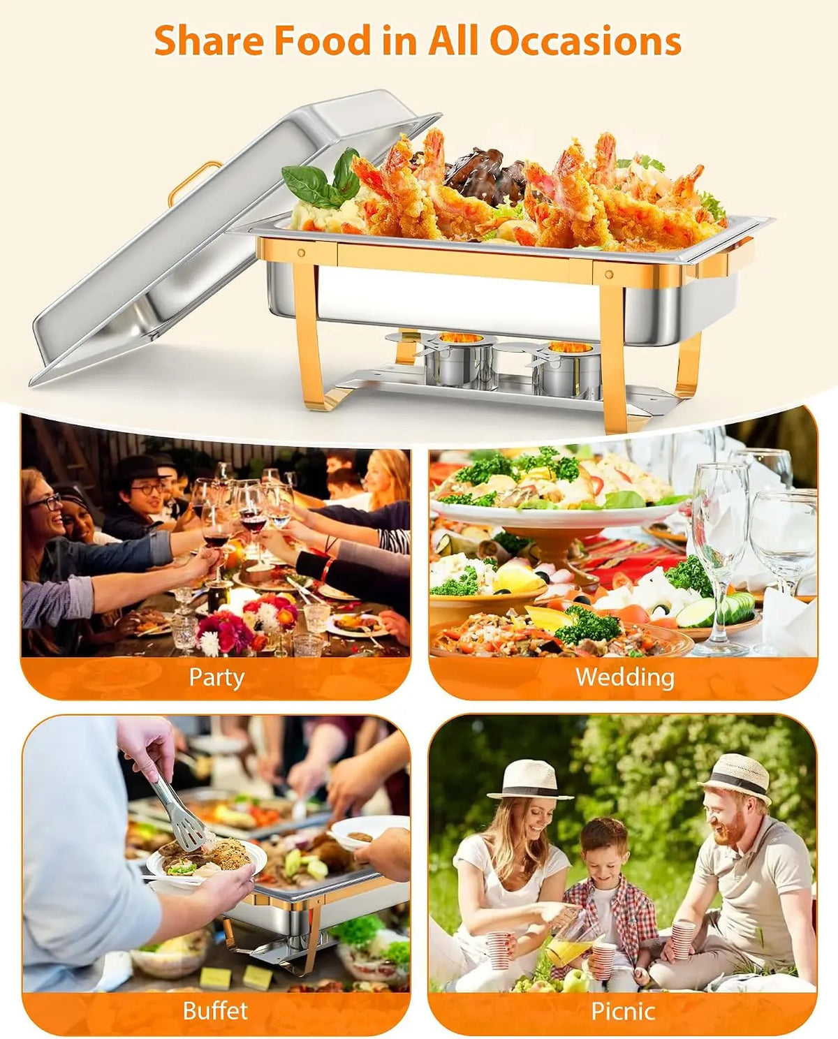 Stainless Steel Buffet Chafing Dish Set With Lid And Tools