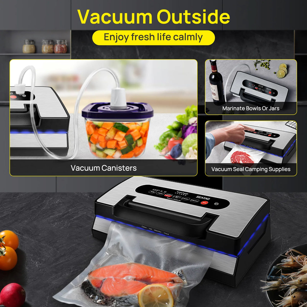 Seatao Commercial Automatic Vacuum Sealer With Built In Cutter Storage