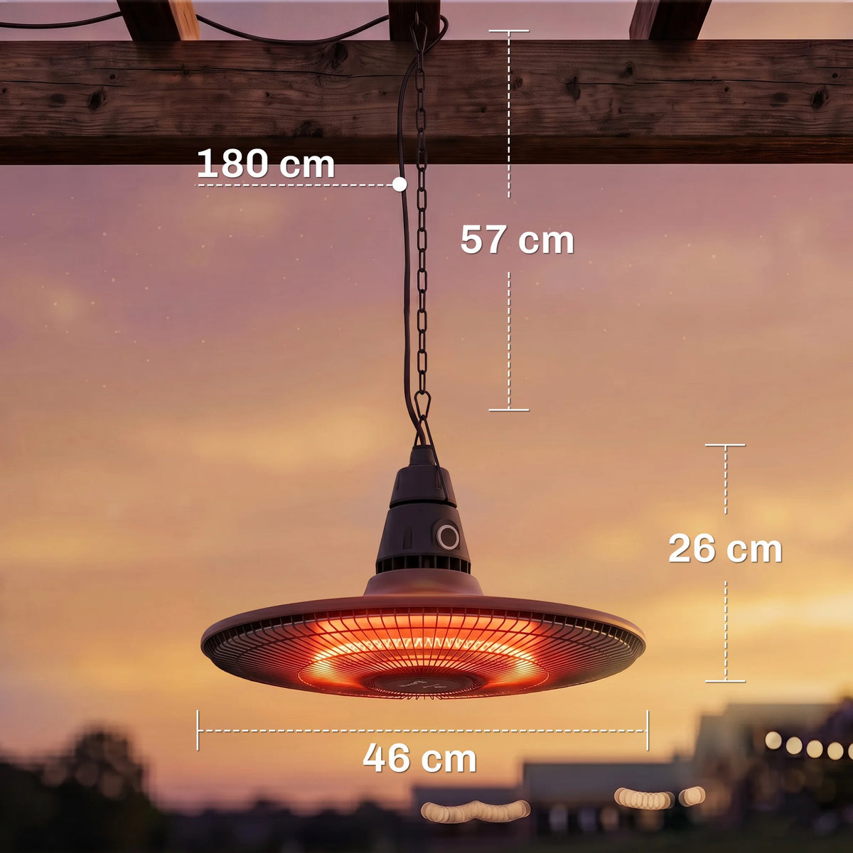 Outsunny 1500W Hanging Infrared Patio Heater With Remote Control