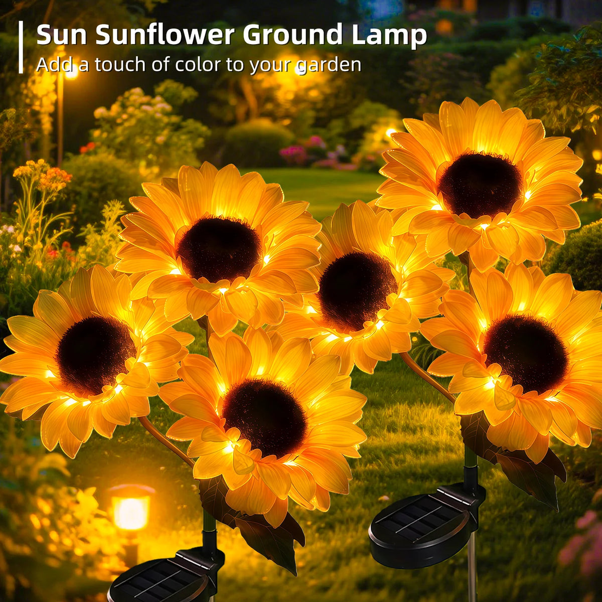 LEDOOR Solar Sunflower LED Garden Light With Push Button