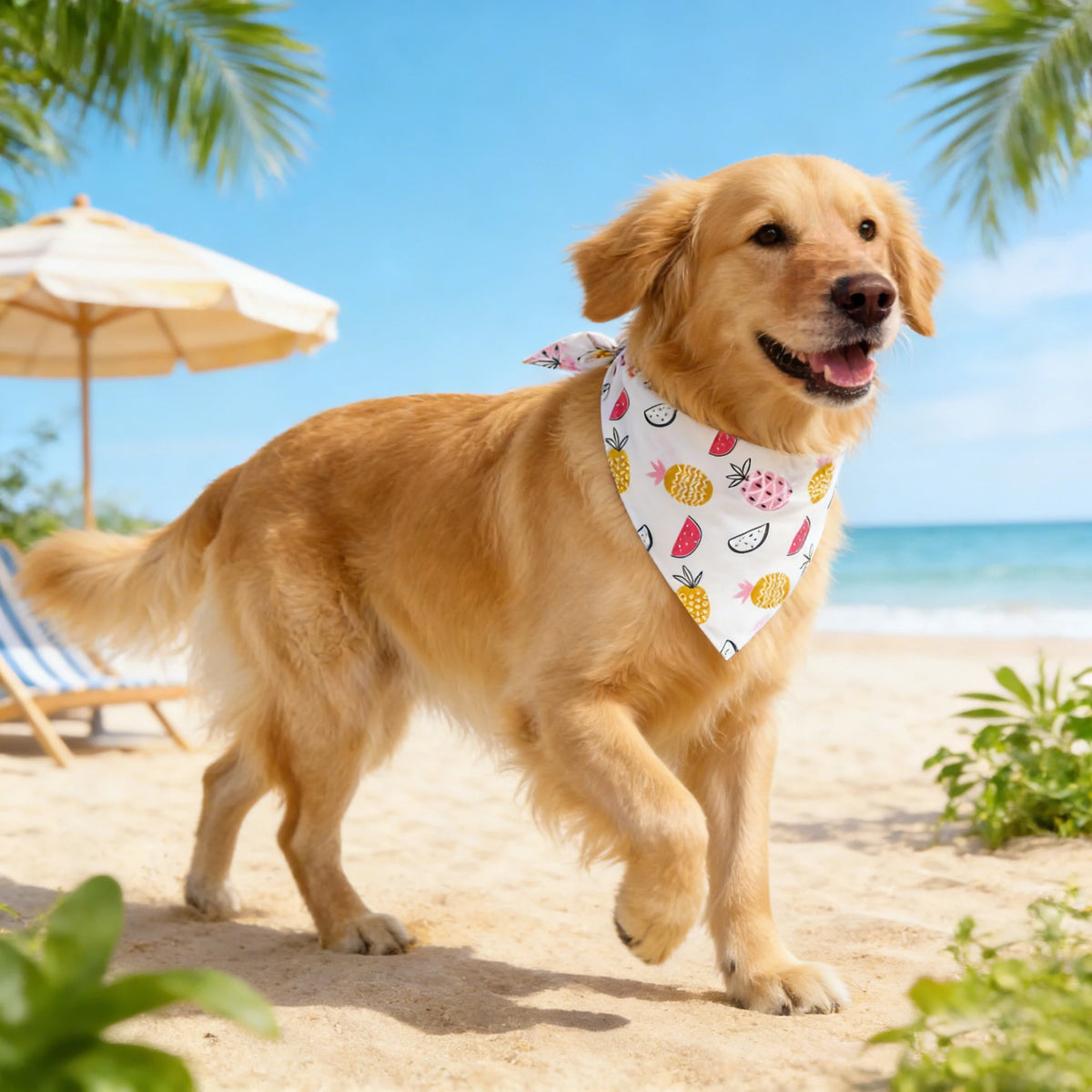 Soft Adjustable Fruit Floral Washable Dog Bandana Accessory