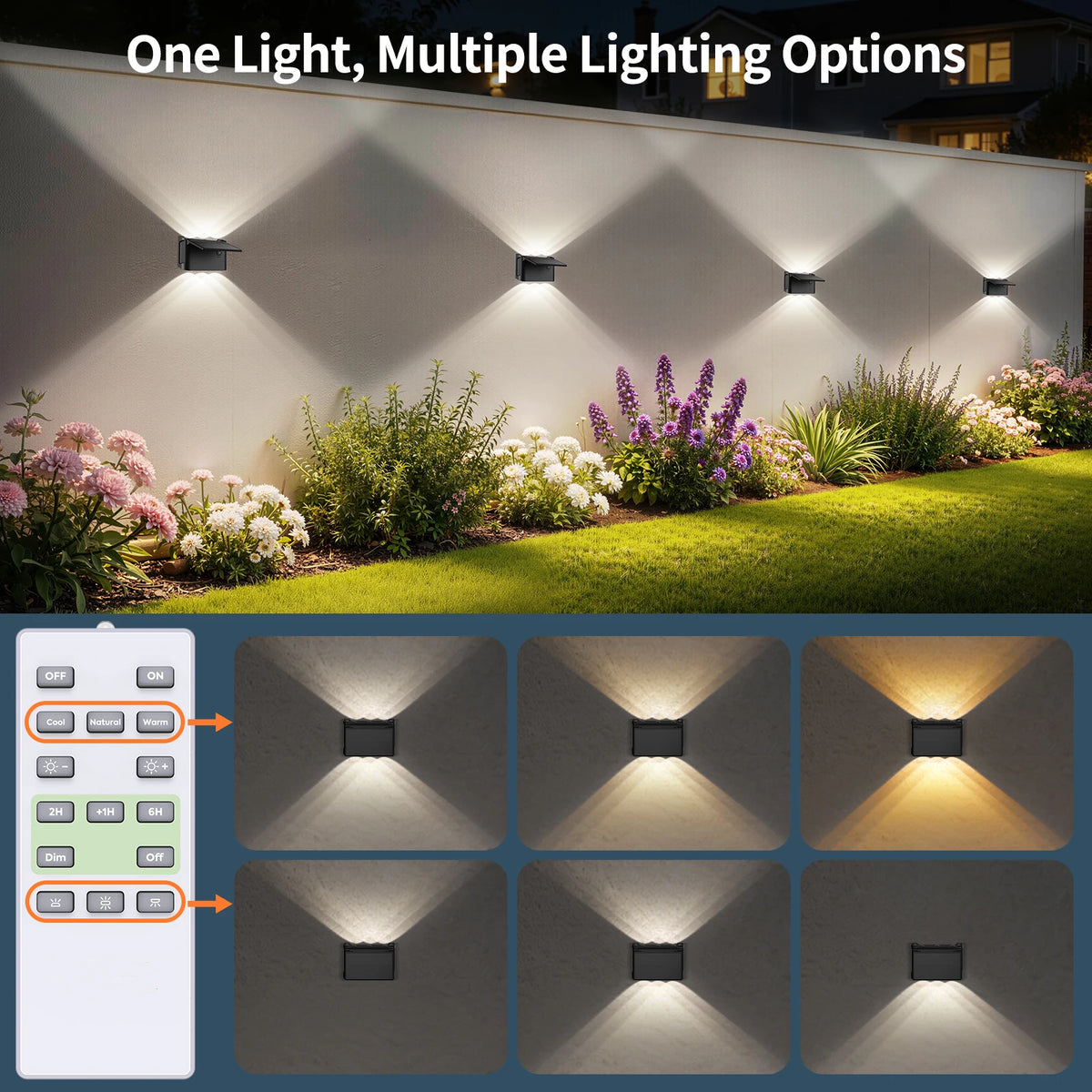 Intelamp 2 Pack Solar Wall Lights With Remote