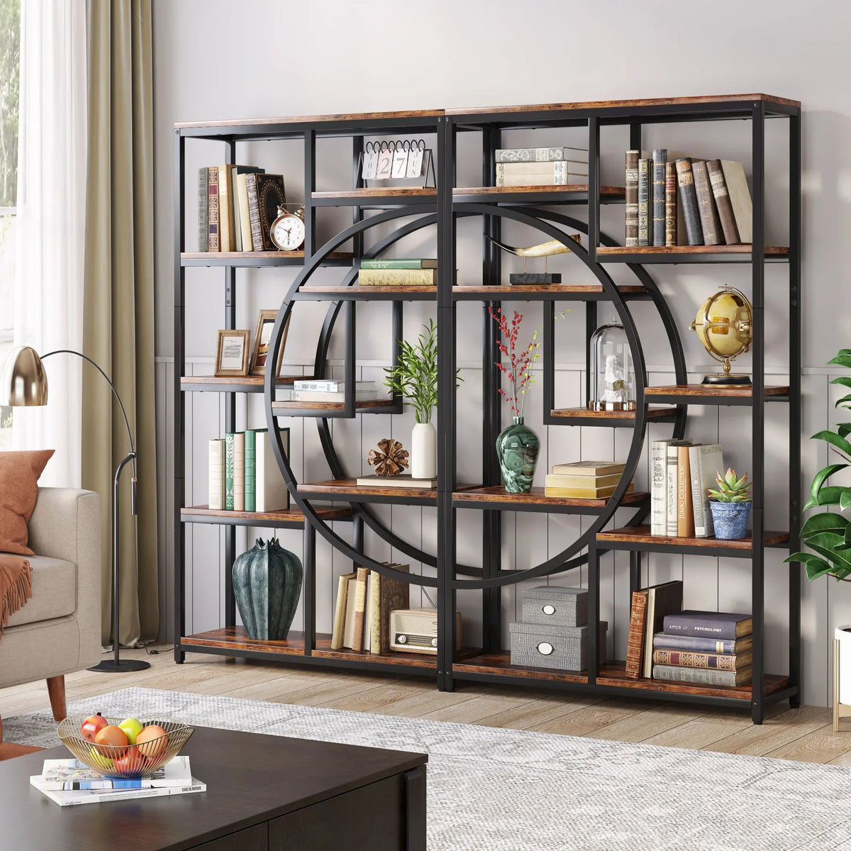 Tribesigns Industrial Bookshelf Freestanding Display and Storage Organizer