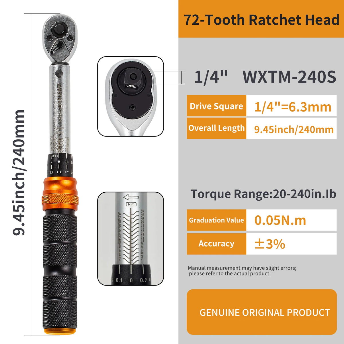 Waxtron Chrome Vanadium Steel Adjustable Torque Wrench