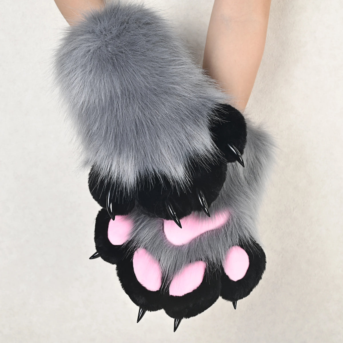 Faux Fur Cat Claw Cosplay Gloves for Animal Costume Parties