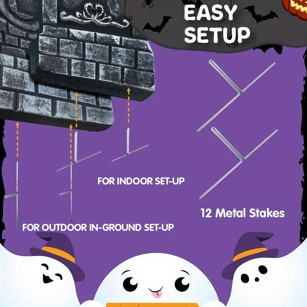 Halloween Graveyard Tombstone Decorations with Metal Stakes for Outdoor Yards