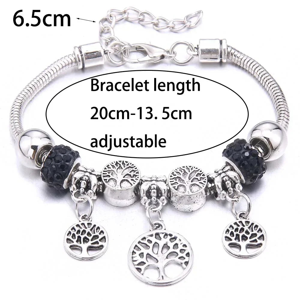 Elegant Butterfly Crown Beaded Charm Bracelet For Women