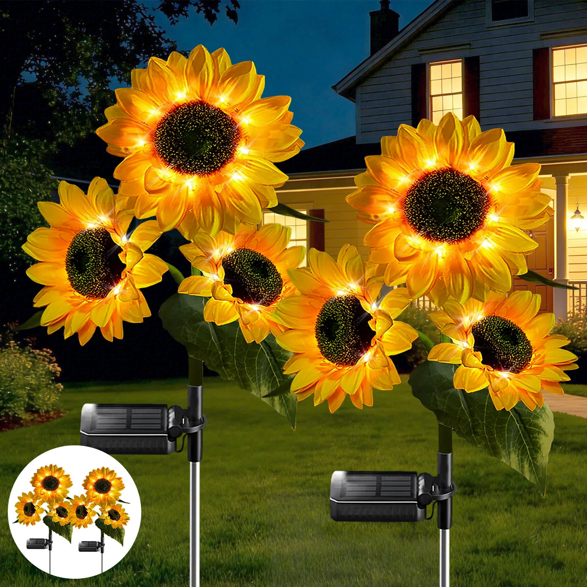 LEDOOR Solar Sunflower LED Garden Light With Push Button