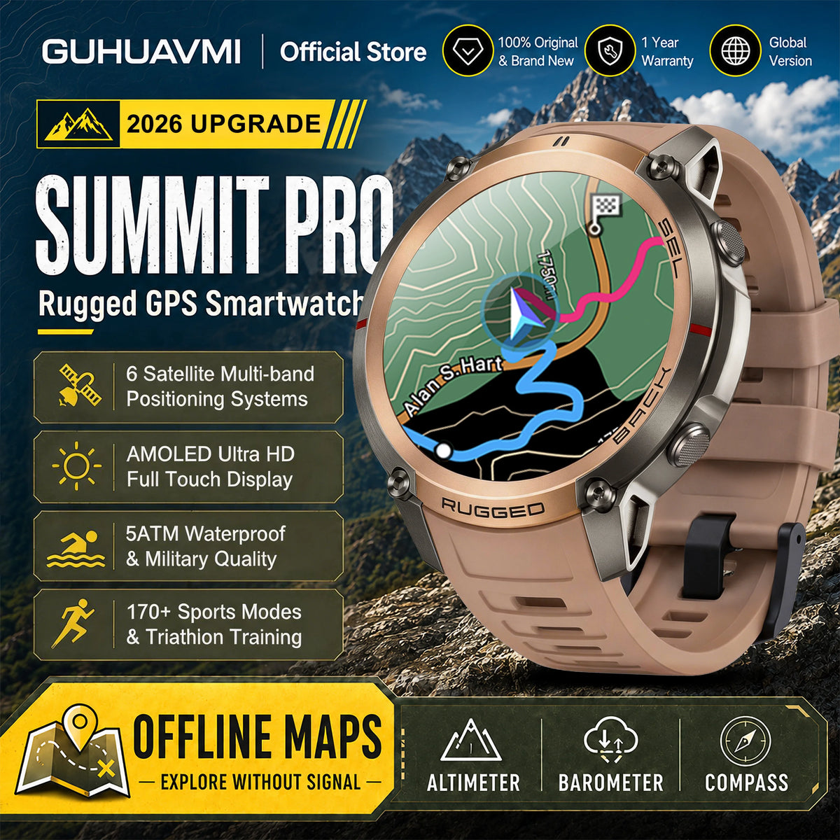 Professional GPS Smart Watch With Offline Maps And Sports Tracking