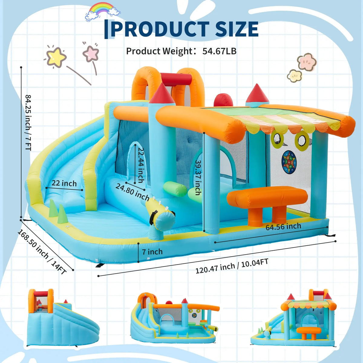 HiMISS Inflatable Bounce House With Slide For Kids Outdoor Play
