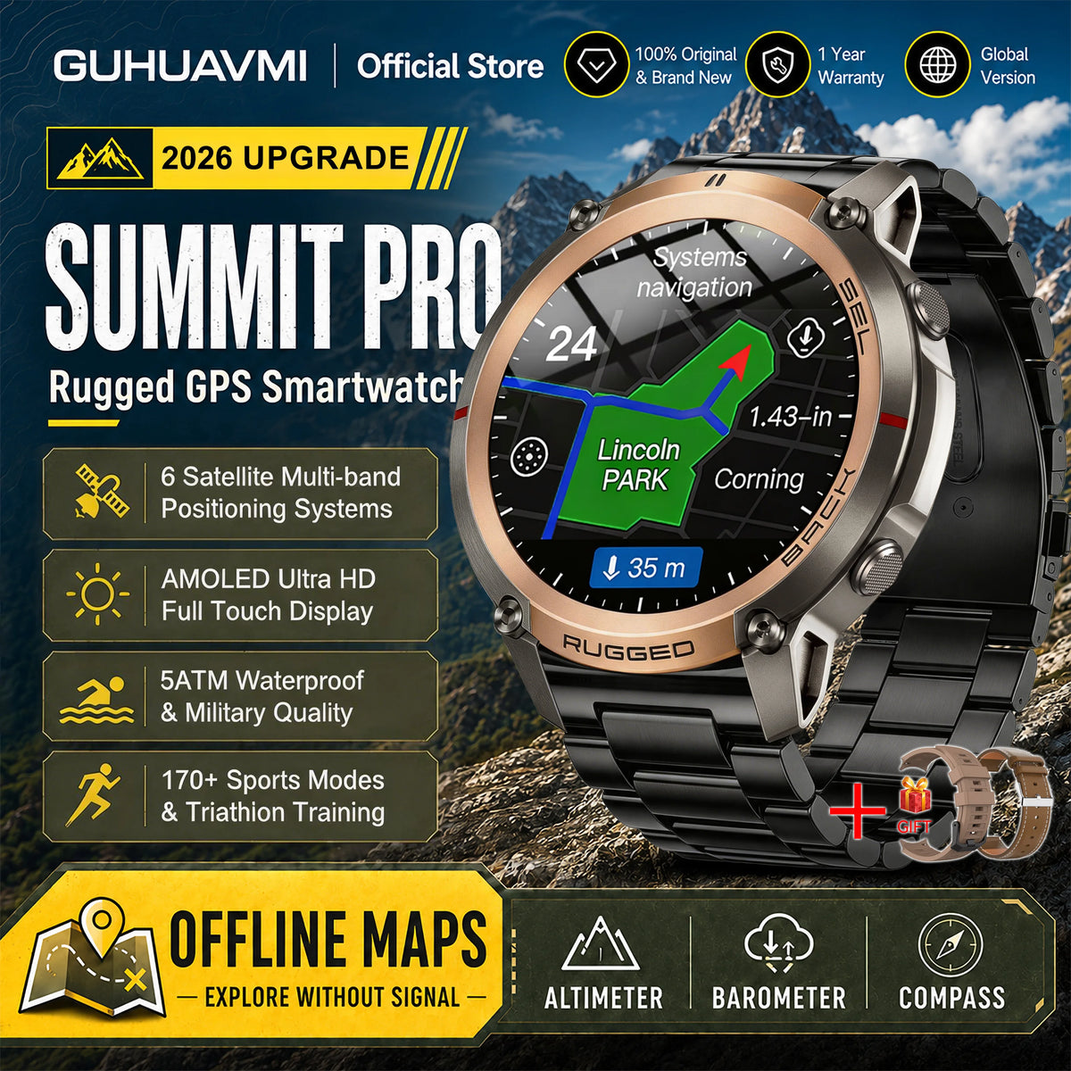 Professional GPS Smart Watch With Offline Maps And Sports Tracking