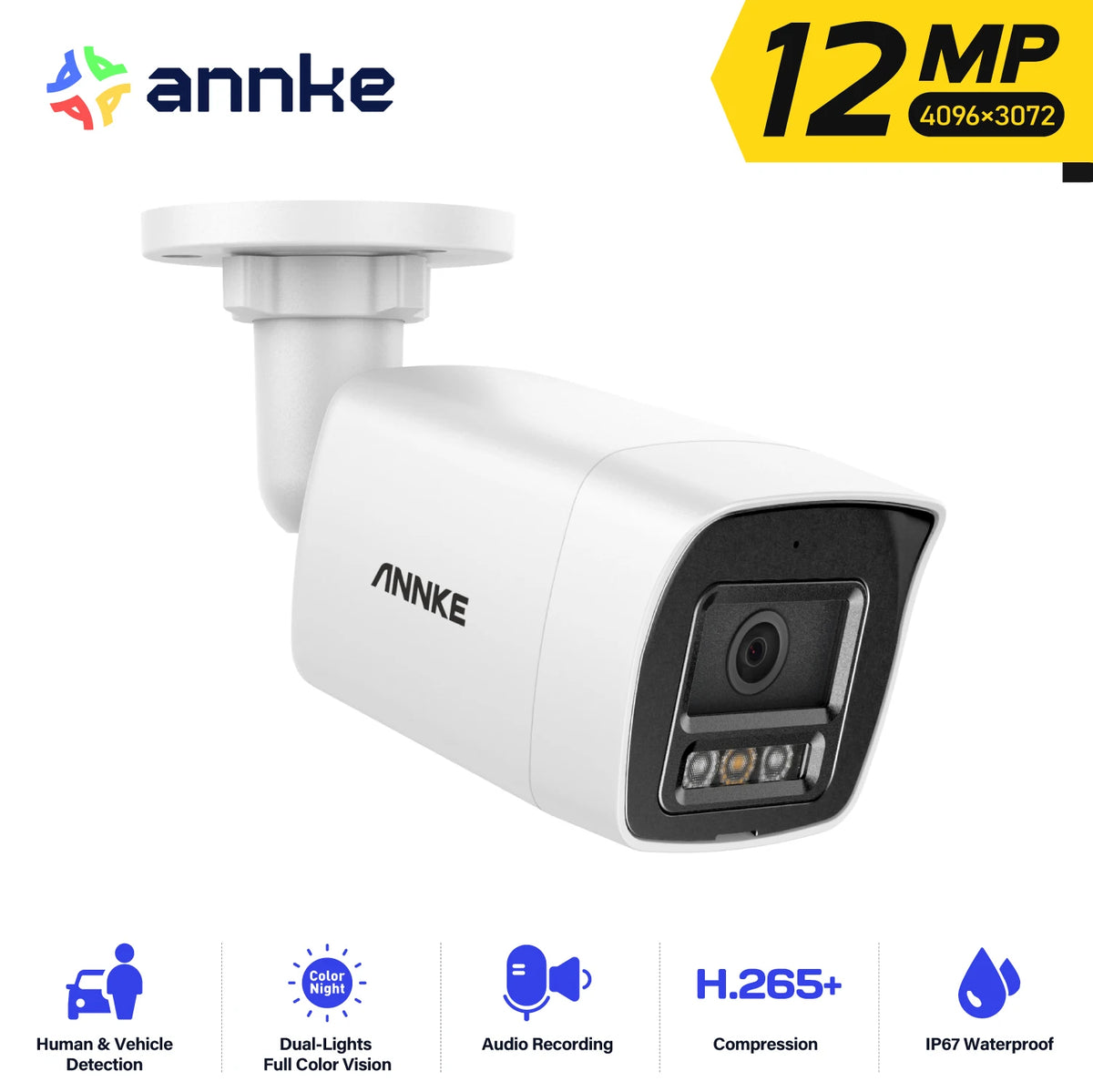 ANNKE 12MP 3K Outdoor PoE Security Camera With Night Vision