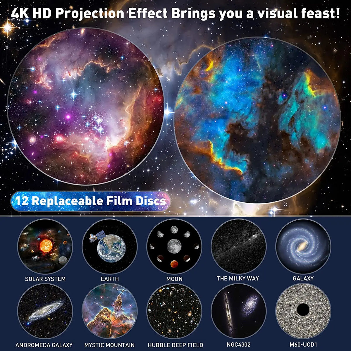 Aiopp Rotating Galaxy Star Projector Planetarium Night Light For Decor