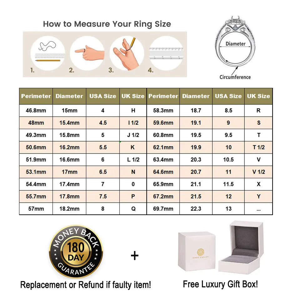 Newshe Sterling Silver Halo Wedding Ring Set Simulated Diamond