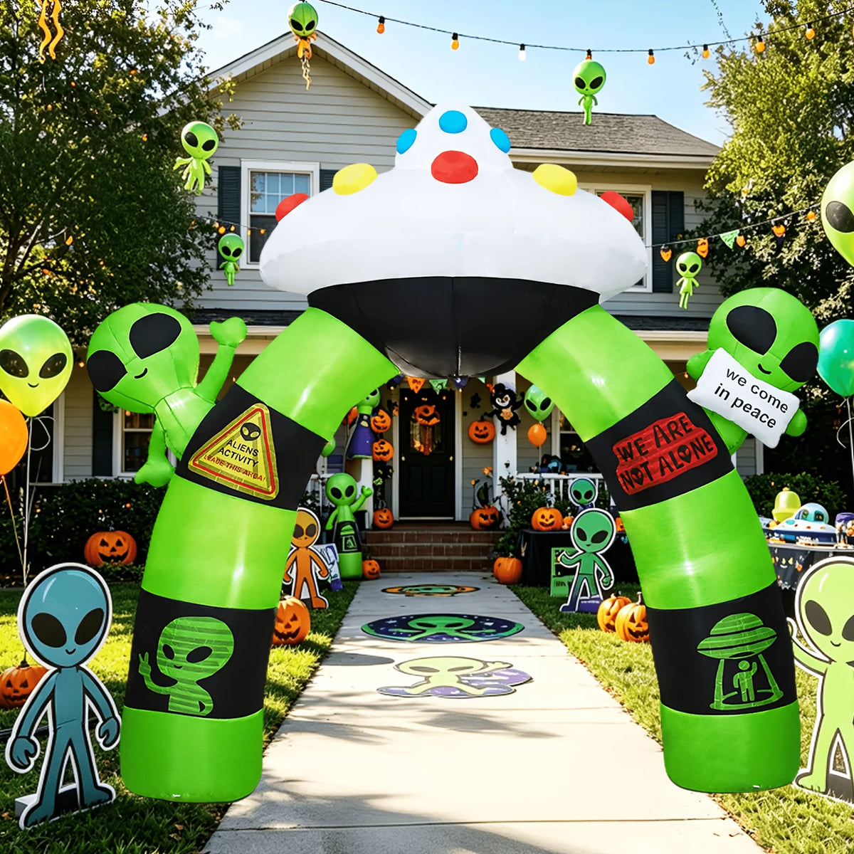 Halloween Inflatable Alien Arch Decoration With Built In LED Lights