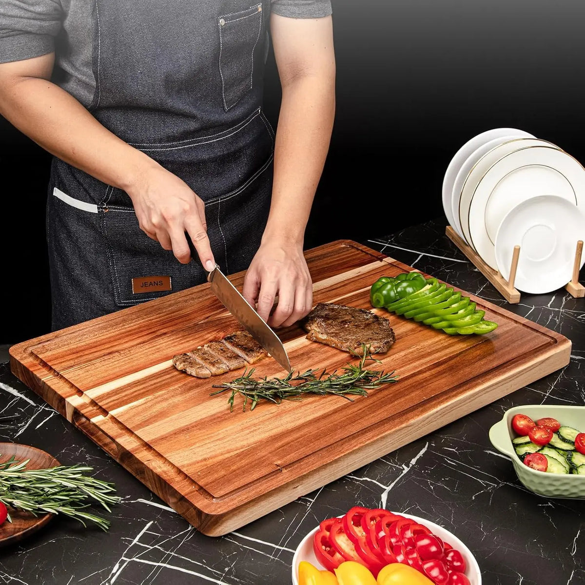 Twister CK Reversible Wood Cutting Board With Juice Groove