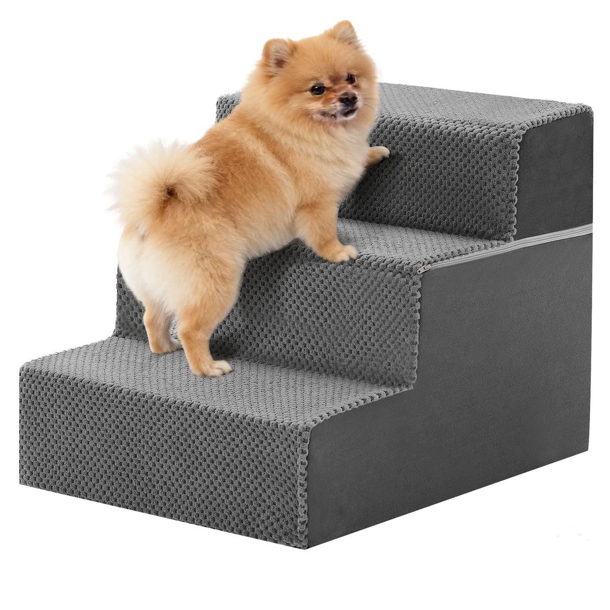 Curved Foam Dog Stair Ramp With Non Slip Indoor Steps