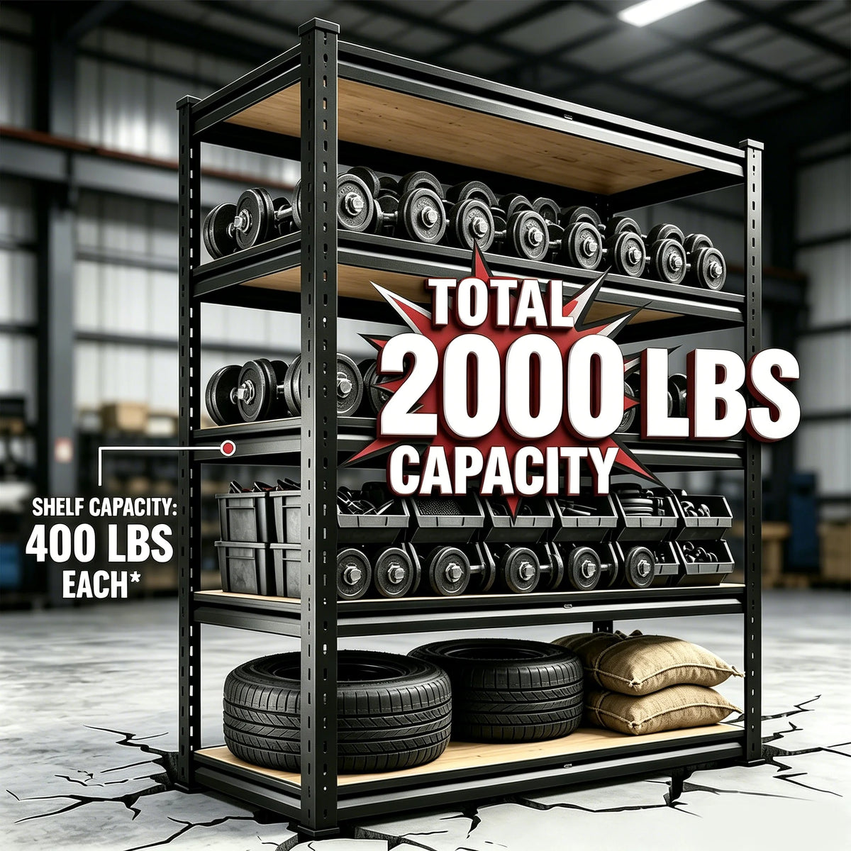 Heavy Duty Metal Utility Storage Rack With Adjustable Shelves